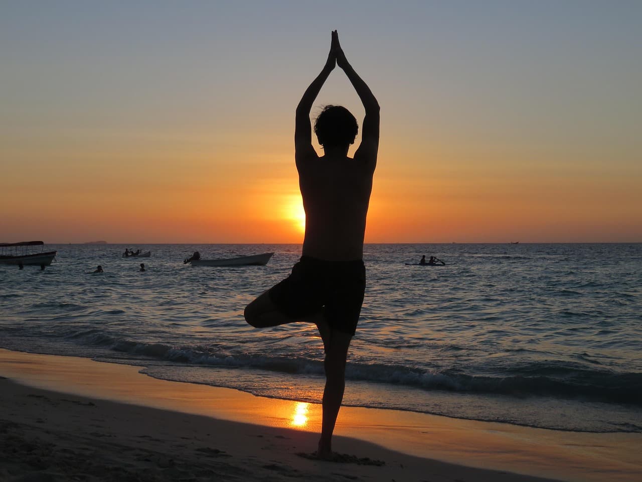 yoga, beach, nature, sunset, relax, meditation