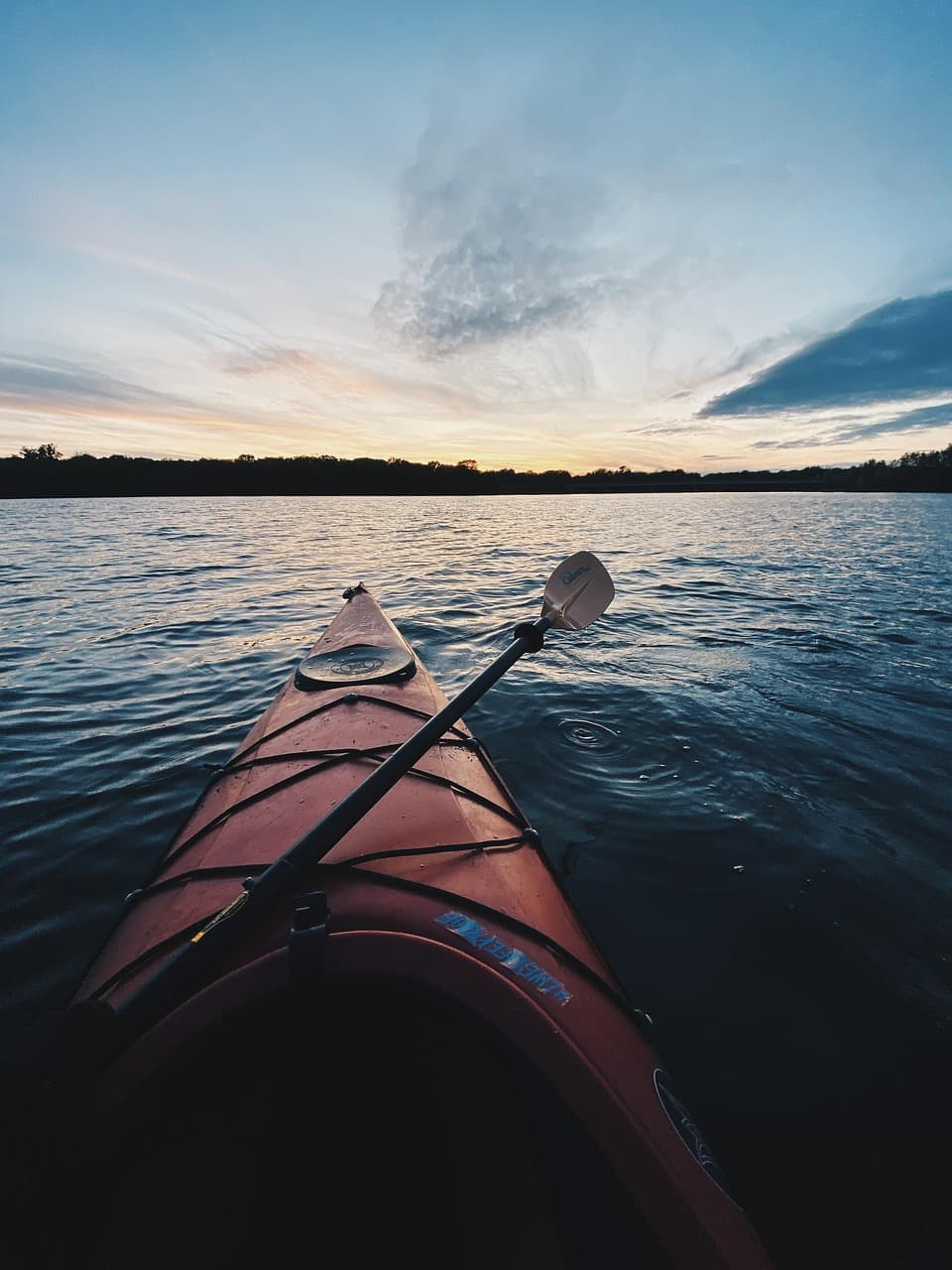 kayak, boat, paddle, kayaking, nature, lake, sunset, island, tranquil, sport, relax